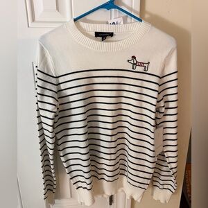 Calligraphie Blue Striped Dachshund in a Beret Sweater Size Medium